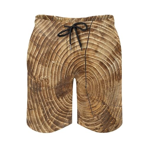 Men's Wood Grain Texture Swim Trunks, Quick-Dry Beach Shorts, Bathing Suit with Mesh Lining and Pocket3
