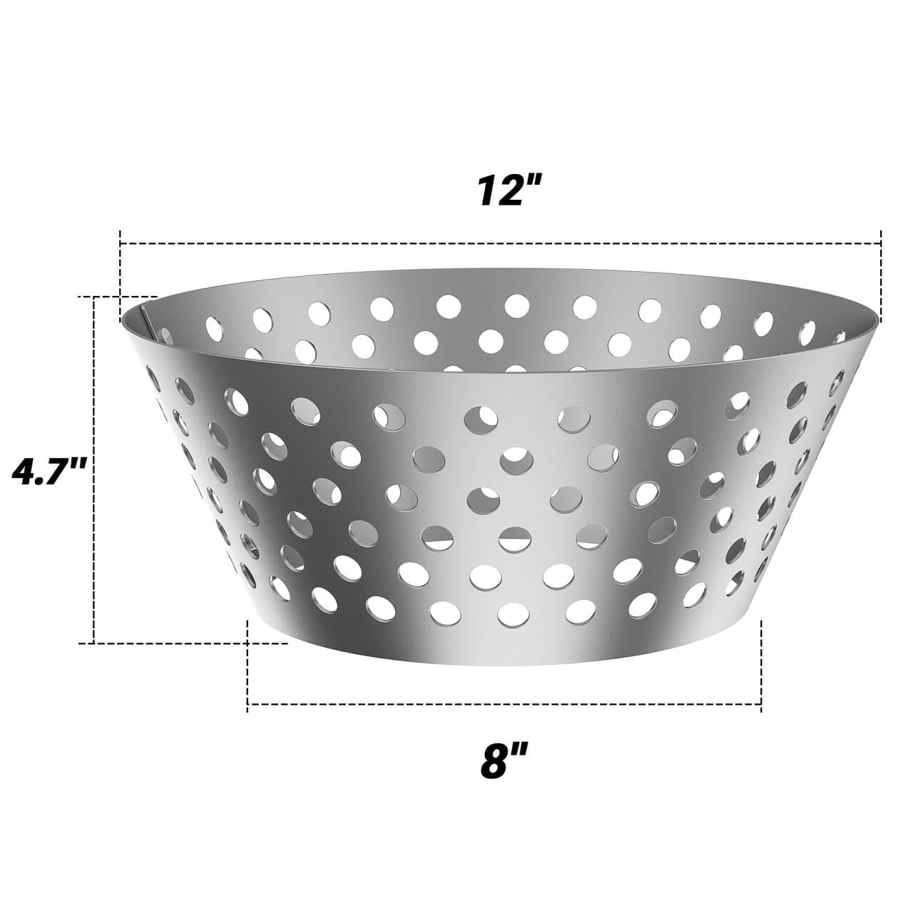 Skyflame BBQ Stainless Steel Charcoal Basket, Briquet Holder Kettle Grill Accessories Compatible with Weber Kettle 22 26.75 WSM Smokey Mountain XL Big Green Egg/Kamado - Updated Hollow Holes Design