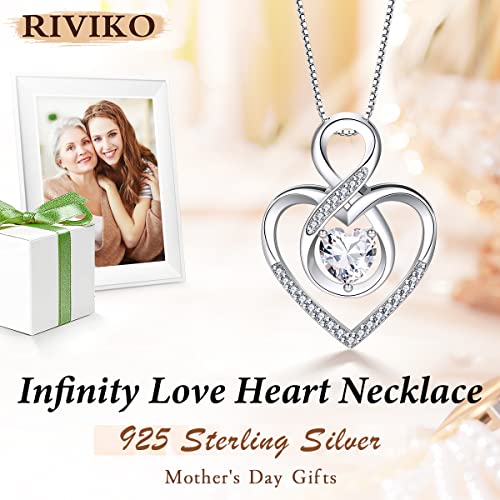 RIVIKO Infinity Heart Symbol Necklace for Women 925 Sterling Silver Love Heart Pendant Valentine's Day Mother's Day Anniversary Birthday Christmas Jewelry Gifts for Women Mom Wife Sister Her Friends2