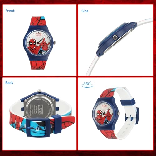 Image of Marvel Spider Man Kids Analog Wrist Watch for Boys | Soft Silicone Strap | Lightweight Comfortable Watch for Children | Adjustable Buckle Casual Daily Wear Watch for Kids