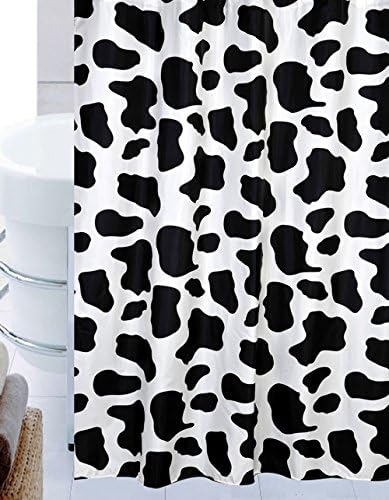 Luxury Fabric Shower Curtain,Black & White Cowhide Cow Skin Look