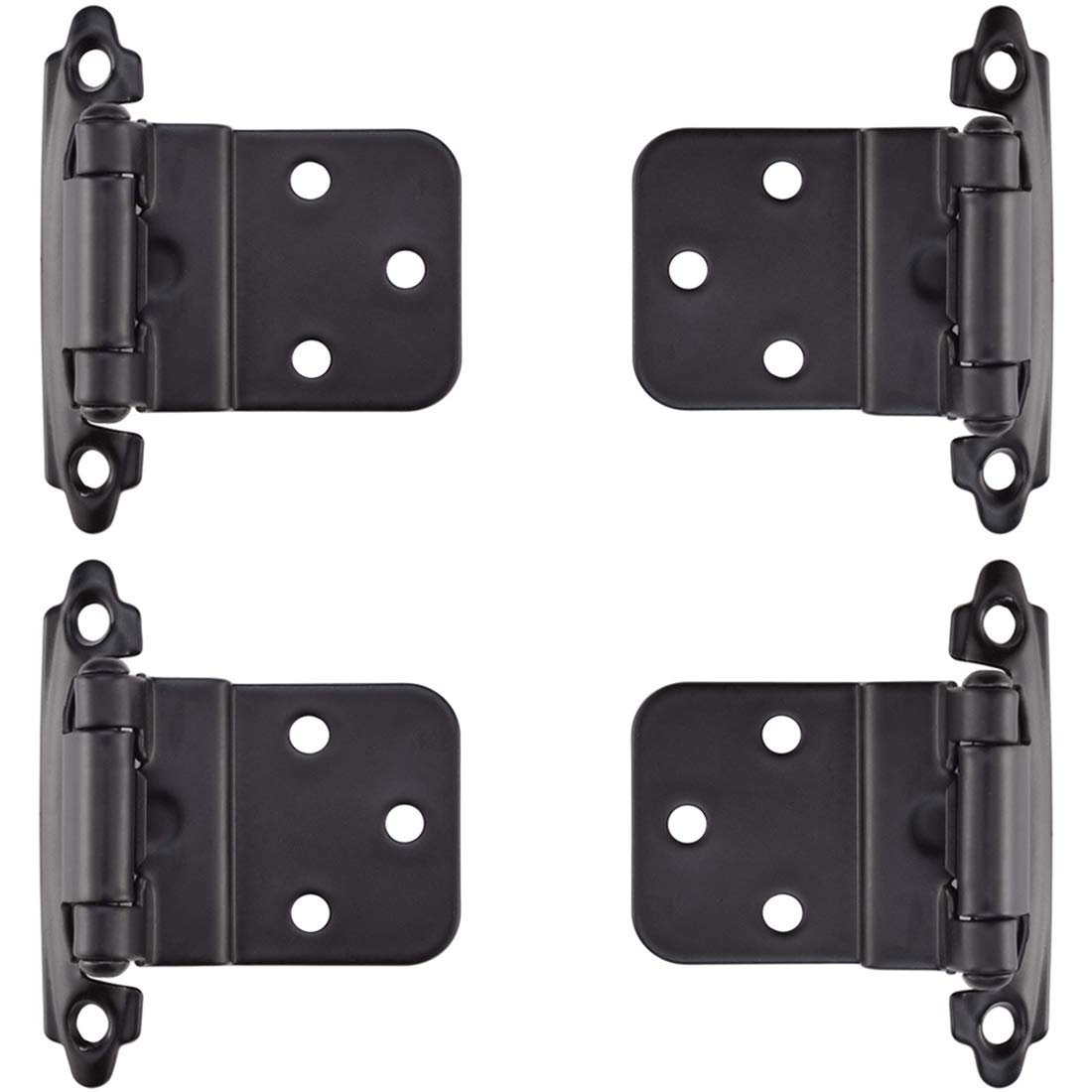 SDTC Tech 4-Pack Face Mount Self Closing 3/8 Inset Cabinet Hinges Matte  Black Finish Multi-fold Overlay Cabinet Door Flush Hinges with Mounting  Screws - Amazon.com