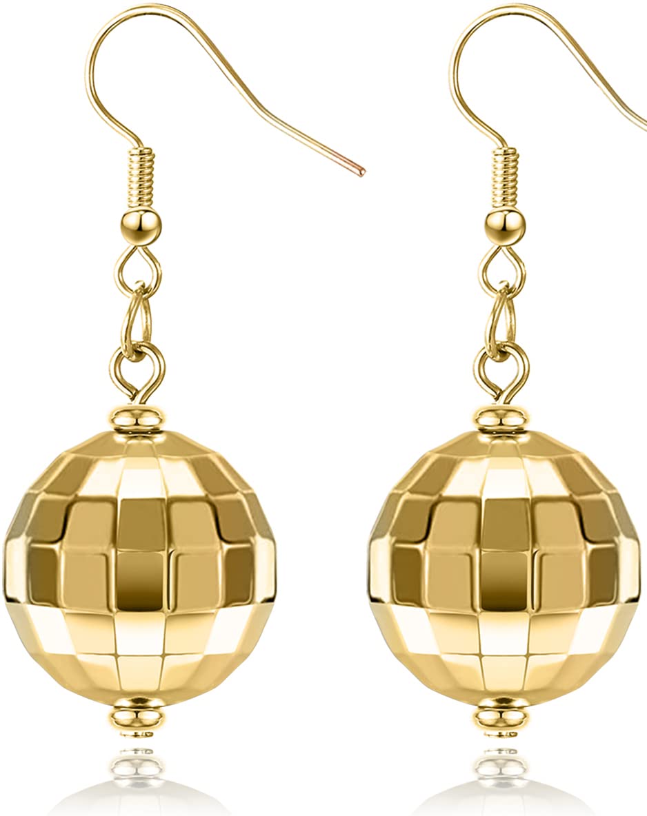 Adoshine Disco Earrings for Women Silver Gold Mirror Earrings Perfect for 70s Outfits Dance Party Costume Accessories