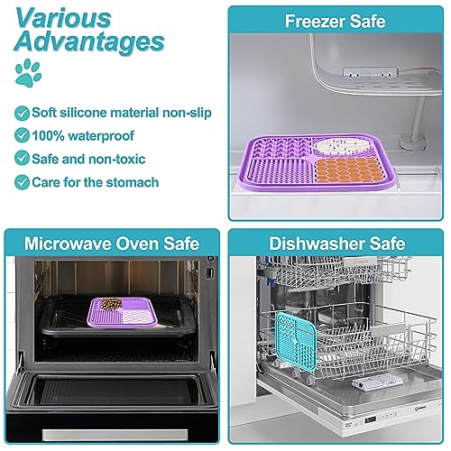 Image of 2PCS Licking Mat for Dogs with Suction Cups, Premium Lick Pad for Anxiety Relief, Slow Feeder Dog Bowls, Perfect for Bathing, Grooming and Training