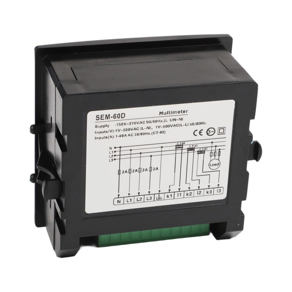 Testeur numérique triphasé SEM-XXD avec 3 convertisseurs de courant, tension secteur 140-270 V CA, fréquence 50/60 Hz, test de phase, montage sur panneau avant