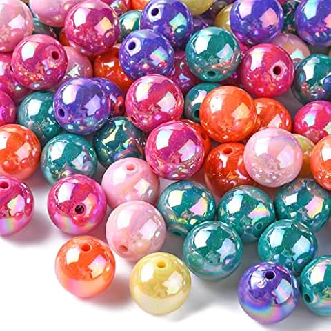 DanLingJewelry 100 Stück 20 mm AB-Farbe blickdichte Blasenperlen Acryl runde Perlen Kunststoffperlen Cover
