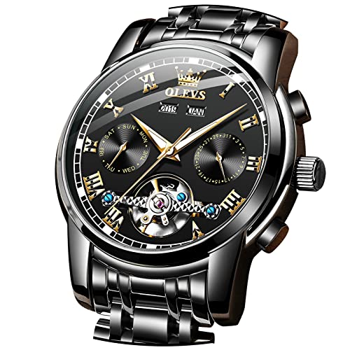 Image of OLEVS Watch Men Mechanical Luxury Classic Fashion Dress Men's Watches Waterproof Stainless Steel Self Winding Watches for Men Large Face Diamond Date No Battery Mens Watch Relojes para Hombres