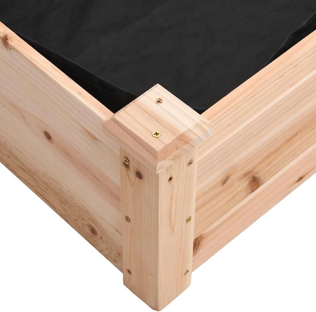 Rustic Fir Wood Raised Garden Bed 47.2 x 47.2 x 9.8 in Outdoor Planter Box with Open Bottom for Drainage, Oiled Brown Rectangular Elevated Garden Bed for Patio, Yard, Balcony
