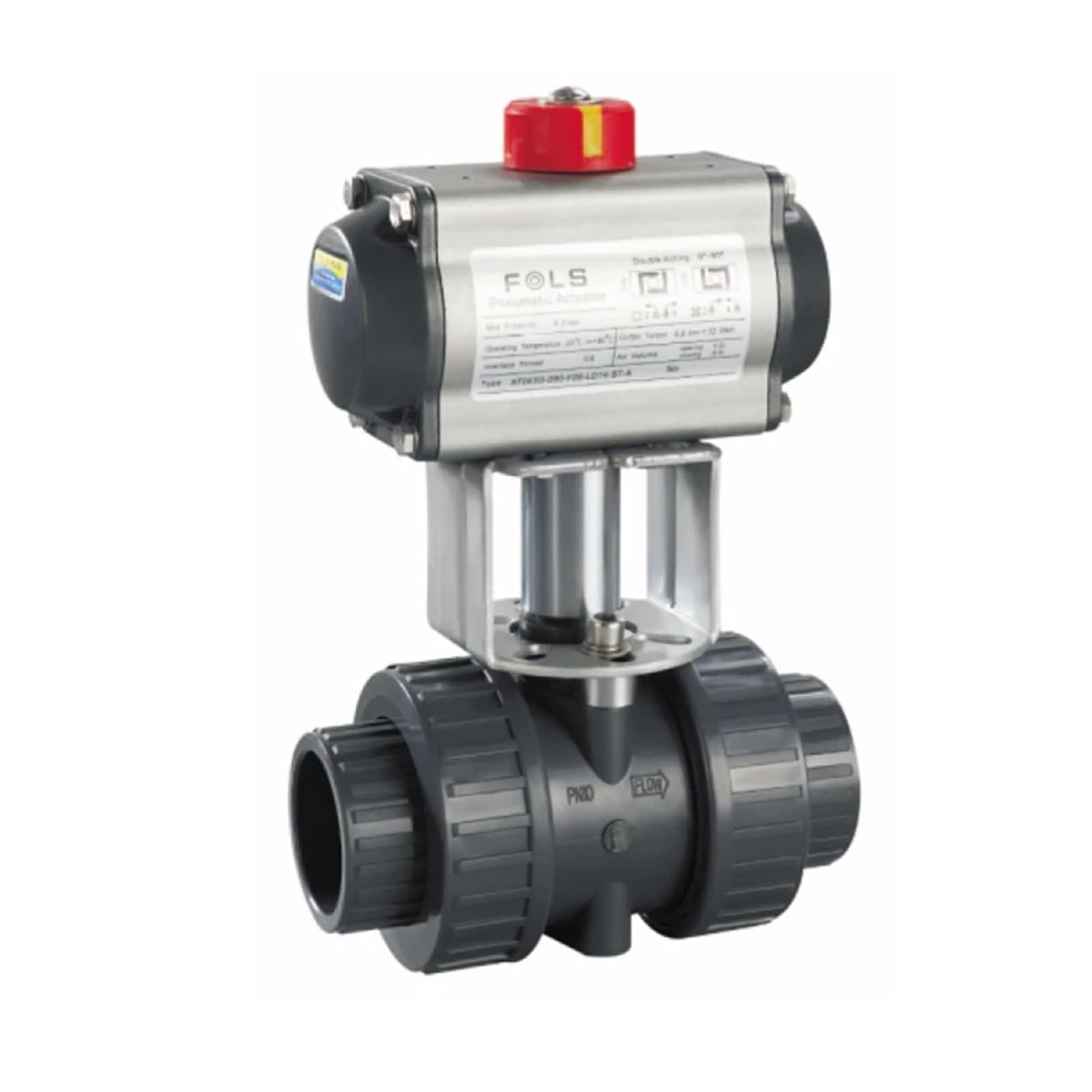 Tybophqj One Color Dn50 Double/True Union Upvc Pvc Pneumatic Plastic Ball Valve