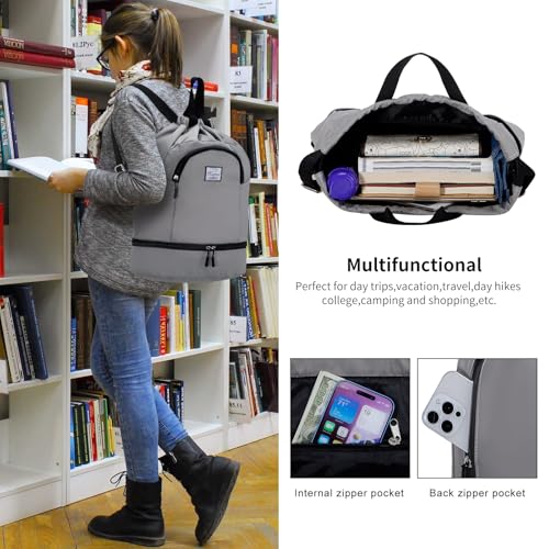 Image of Kamo Drawstring Backpack Bag - Sport Swimming Yoga Backpack with Shoe Compartment, Two Water Bottle Holder for Men Women Large String Backpack Athletic Sackpack for Travel