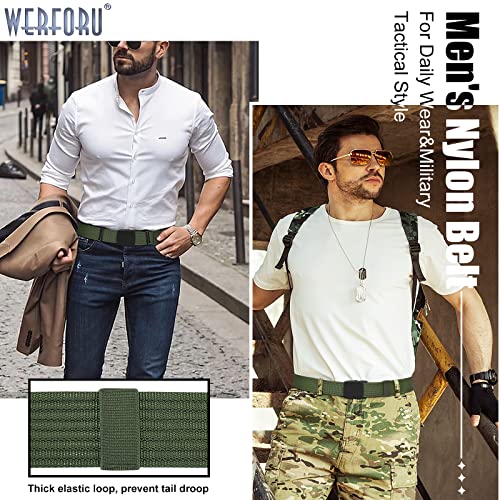 WERFORU Men's Nylon Belt, Military Tactical Belts Breathable Webbing Canvas Belt with Metal Buckle3