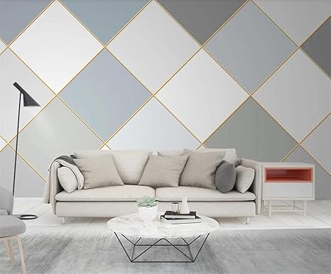 Amazon 壁紙 シンプルな正方形のカラーブロックジオメトリテレビの背景の壁の絵の装飾的な壁紙 約300 210cm 壁紙