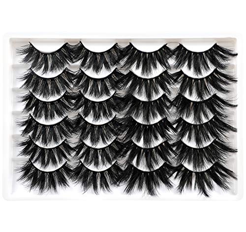 Newcally False Eyelashes Dramatic 22MM/25MM 12 Pairs Faux Mink Lashes Fake Eyelashes Long Fluffy Volume Thick Eye Lashes Pack