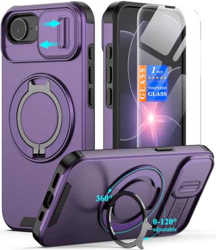 Coque iPhone 17e/16e antichoc Nvollnoe avec cache caméra magnétique et support