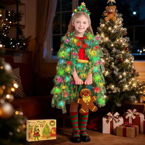 Disfraz de árbol de Navidad para niñas 3–8 años multicolor miniatura 7