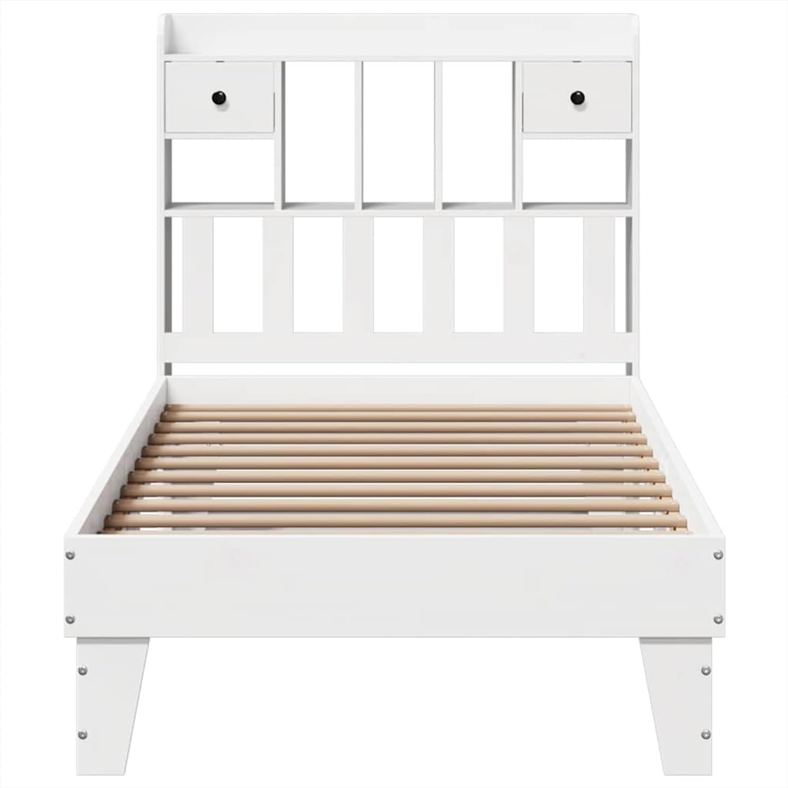 Homgoday Cama de Madera de Pino con Almacenamiento: Estructura Estable y Diseño Rústico Blanco Modelo WQ1015ZJ-3308853ES