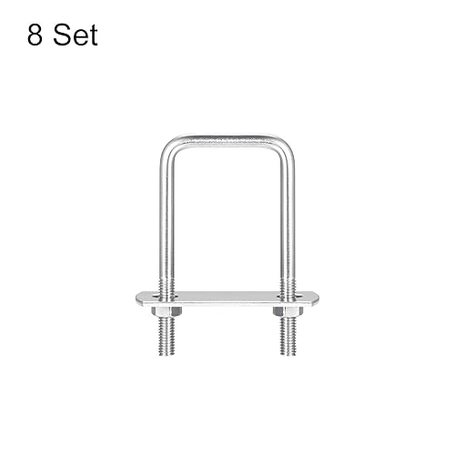 Miniatura 8 de uxcell Pernos cuadrados en U, 5 juegos de 2.64 pulgadas de ancho interior de 2.559 in de longitud M8 304 de acero inoxidable con tuercas y placas,