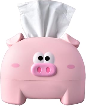 MINGZHE Cute Tissue Storage Box,Unique Napkin Holder Home Improvement Supplies,Pig Shaped Decorative Towel Napkin Container Case for Tabletop,for Living Room Office CarPink