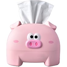 MINGZHE Cute Tissue Storage Box,Unique Napkin Holder Home Improvement Supplies,Pig Shaped Decorative Towel Napkin Container Case for Tabletop,for Living Room Office CarPink
