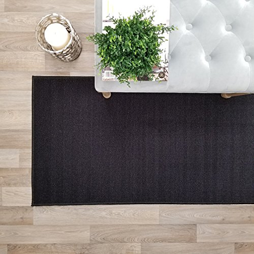 Custom Size Black Solid Plain Rubber Backed Non-Slip Hallway Stair Runner Rug Carpet 22 inch Wide Choose Your Length 22in X 5ft
