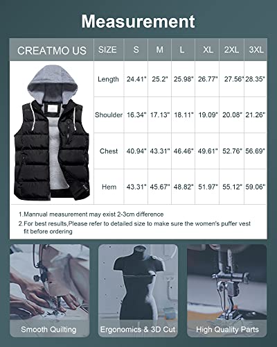 Creatmo Us USCM824 Women'S Winter Cotton Padded Hooded Sports Vests Outdoor Recreation Gardening Vests Black M thumb #6
