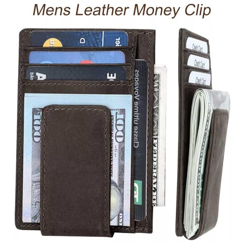 Money Clip RFID Front Pocket Wallet, Men Leather Wallet Money Holder, Minimalist Slim ID Credit Card Holder3