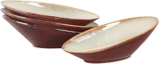 Ceramic Serving Platters, Salad Plate Set of 4, Large Serving Tray for Entertaining, for Snacks, Dessert, Salad, Appetizer, Dinner Dishwasher Safe, High and low diameter 10.3 Inch