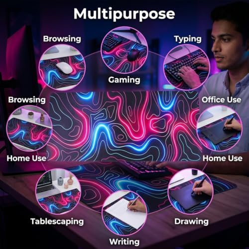 Image of ZORBES Extended Gaming Mouse Pad Big Keyboard Mousepad Large Desk Mousepad with Anti Slip Base for Gaming and Office