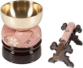 サンメニー おりん セット 本格 お手軽 2.5寸 日本製 りん 仏壇りん 現代 仏具 小さい 可愛い 桜 ピンク 毎日のお供え お参りに 手元供養 ペット 供養 狭い スペース にも 真鍮 ブラス 製 凛 とした 音色 リラックス に りん直径7.5×高さ10cm [Sunmany]
