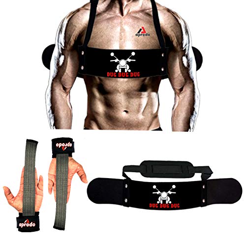 Image of Aprodo Gym Fitness Combo (Arm Blaster with Grey Weight Lifting Strap) (Dug Dug Dug & Grey WLS)