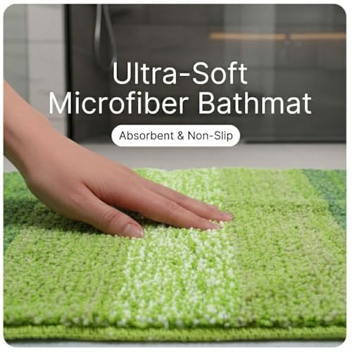 Image of Saral Home Soft Microfiber Anti-Skid Bath Mat Pack of 2 (SAGE Green, 35X50 cm)