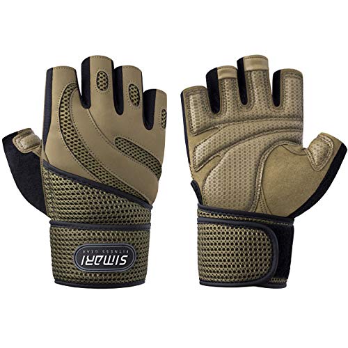 SIMARI トレーニンググローブ 筋トレグローブ スポーツグローブ リストフラップ 手首固定付きトレッキング サイクリング グローブ メンズ レディース ユニセックス ジュニア 適用 (S, 903-ブラウン)