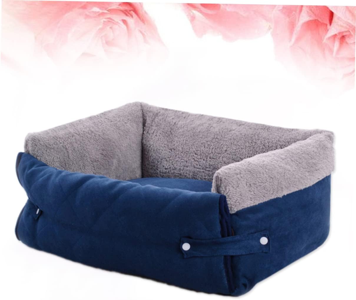 Dog Kennels Sofa Bed Removable Pet Bed for Small Medium Dogs Warm Blanket Quilt Blue Large