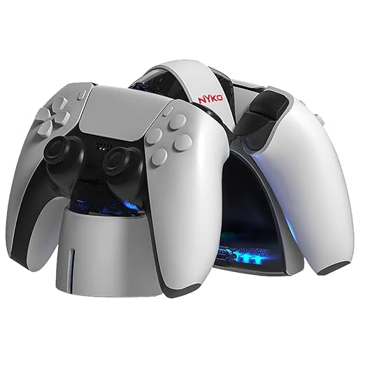 Nyko Charge Arc for PlayStation 5 - Aesthetic Charging Station for PlayStation5 - Dualsense Charger - LED Charge Indication Lights - White and Black - PlayStation 5