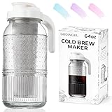 Godinger Cold Brew Coffee Maker 64 oz – Airtight Glass Mason Jar Pitcher...