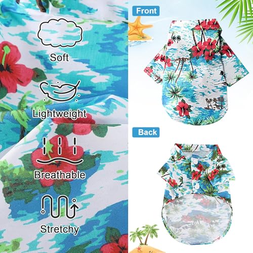 Chemise Hawaïenne pour Chien,Chemises pour Petit Chien Chat,Polo pour Animaux de Compagnie,Chemises pour Chiens D'été T-Shirt,Chemise pour Dog pour Loisirs,Plage,Camping,Vacances (Lago Azul M) – Image 5