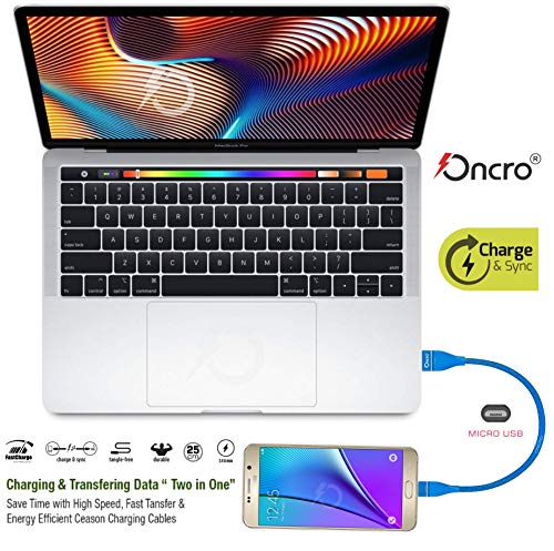 Image of Blue Indestructible Nylon Braided strong power bank cable for Micro USB Android smartphones, short small mini Round cable, charge & sync 2.4A max