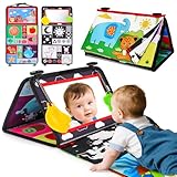 Baby Mirror Tummy Time Toys 0-6 Months with Crinkle Cloth Books Infant High Contrast Newborn Sensory Black and White Toy for 0-3 4 5 6 Months Must Haves Babies 3-6 6-12 Month Boy Girl Easter Gifts