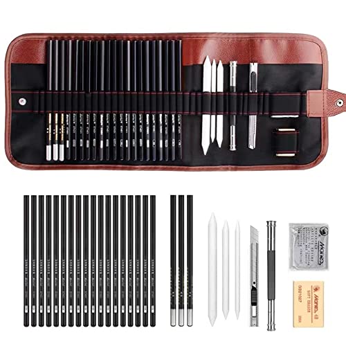 Opiniones de Juegos de dibujo más recomendados. 42 Kit Profesional de Dibujo 29 Piezas para Bocetos y Sombras - Lápices de Grafito y Carbón con Estuche Oxford Portátil - Ideal Artistas, Estudiantes y Regalos Navidad