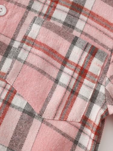 2 Pcs Girls Plaid Shirt Casual Button Down Shirts Long Sleeve Hoodies Tops for 3-12Years4