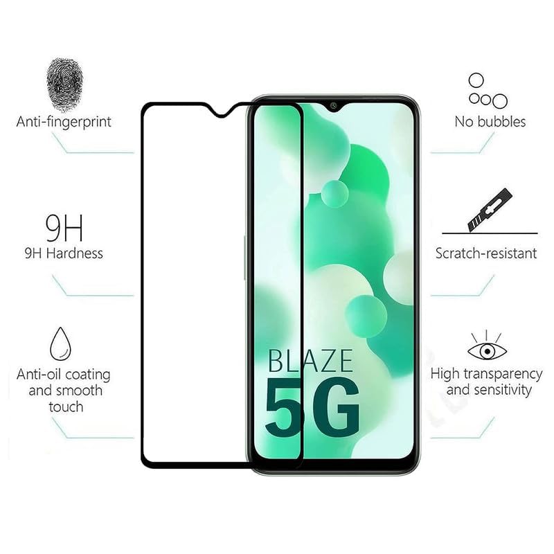 Image of DD SON Premium HD+ Tempered Glass Screen Protector Guard Compatible For Lava Blaze 5G Edge to Edge Coverage With Easy installation kit for Smartphone