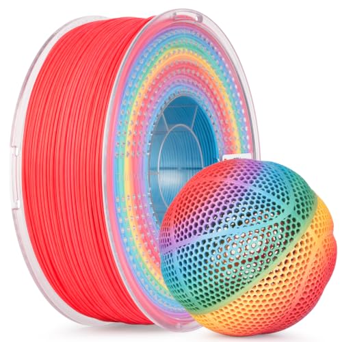 Image of Amolen Rebound PEBA 90A Flexible Filament, 1.75mm 3D Printer Filament, 78% Energy Return & 20% Lighter, Lightweight for Sports & Robotics, Drones & Functional Prototypes, Rainbow 1kg