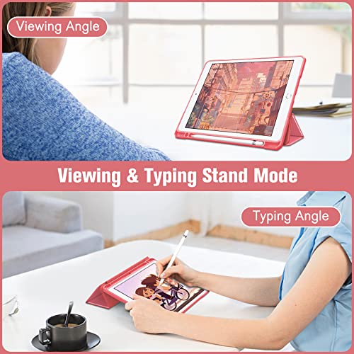 Fintie Custodia Per Ipad 10.2 Pollici 9A / 8A / 7A Generazione (2021 2020 2019) - [Built-In Pencil Holder] Antiurto Sottile Case Posteriore Trasparente Cover Con Auto Sveglia/Sonno, Rosa - 3