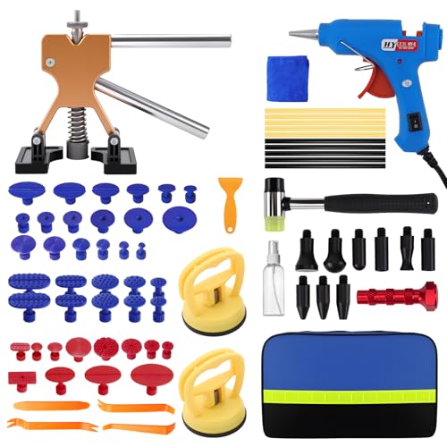 KAOLALI Kit de Extractor de Abolladuras de Coche, 70 Piezas sin Pintura con Ventosa y Martillo Deslizante en T, Eliminador de Abolladuras de Carrocería Kit, para Reparación de Abolladuras de Coche