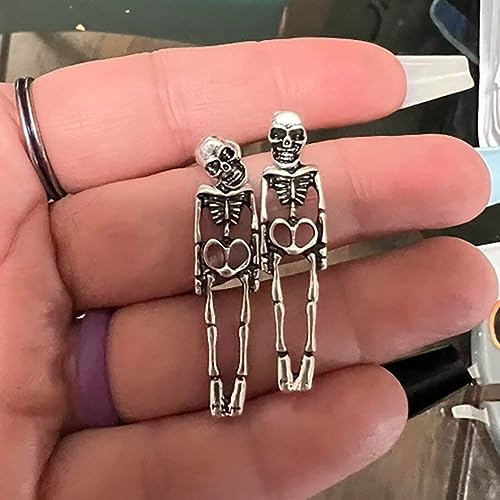 Gothic Halloween Skeleton Stud Earrings Skeleton Hand Clip on Earrings for Women Men Spooky Halloween Skull Skeleton Dangle Earrings Halloween Costume Party Exaggeration Accessories2