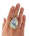 NYFASHION101 Women's Teardrop Stone Studs Fashion Stretch Ring, Aurora Borealis/Silver-Tone