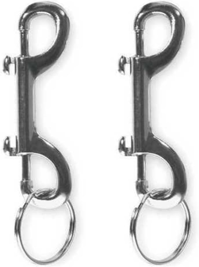 Snap-on Double Hooks Bolt Snap, Key Holder with 1.25" Split Ring (Pack of 2)