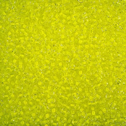 John Bead Czech Glass Seed Beads 8/0 (2.9mm Diameter) Crystal Color Lined Neon Yellow - 500g Bulk Bag by Preciosa (Jablonex)