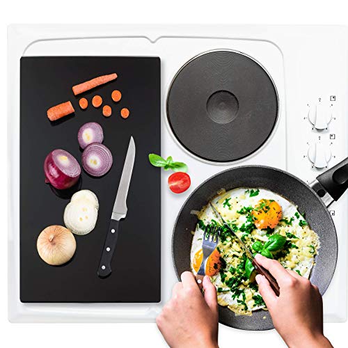 Multipurpose Tempered Glass Black Stove Cover 20 X 12 Inch – Countertop Cutting Board With Legs – Stovetop Cover To Expend Kitchen Space. #TOP2