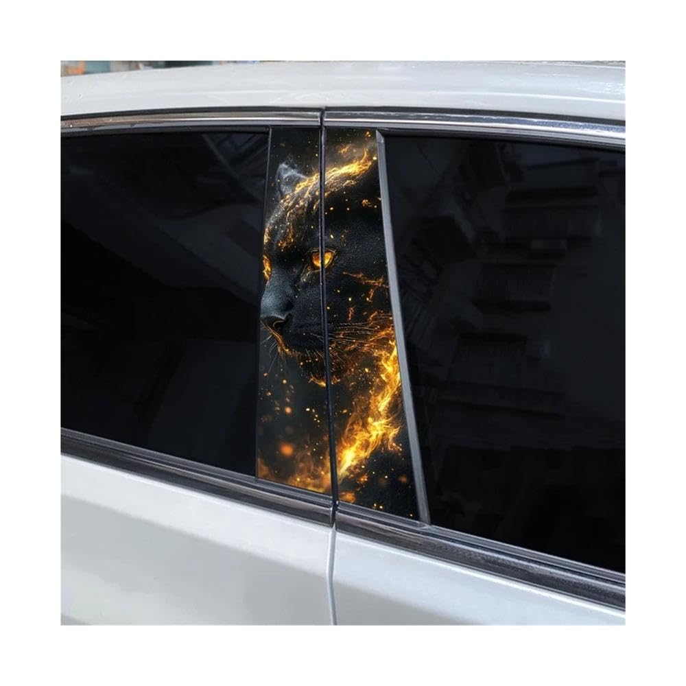 Bertdcx H 2Pcs Diy Animal Style Car Door Pillar Decal Scratc Resistant Car Decal Auto Parts(H)